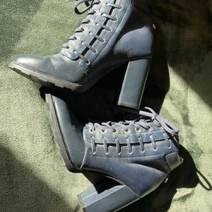 Calvin Klein Navy Lace Up Combat Boot Heels (sample sale, one of one)
